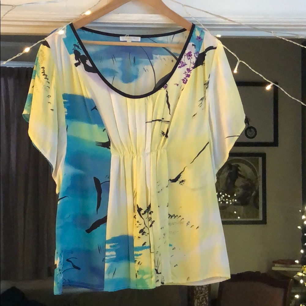 Maddy M yellow and blue silk blouse